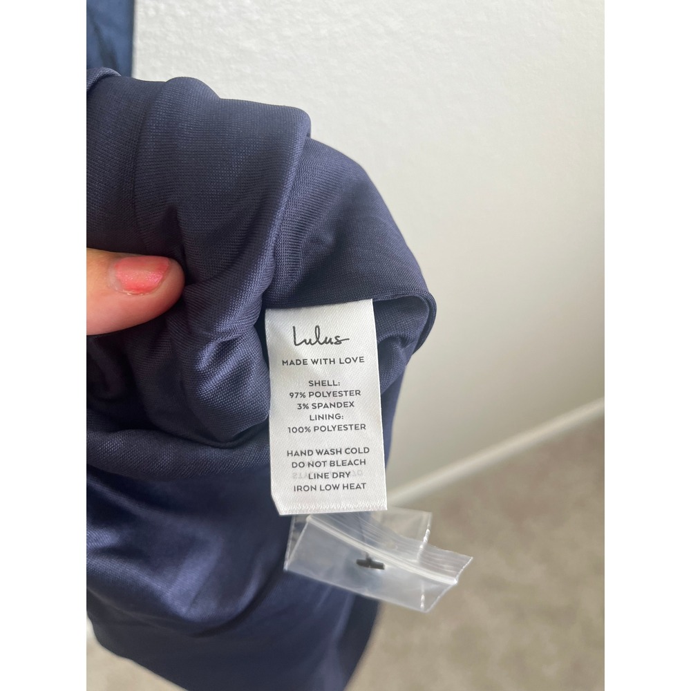 NWT Lulus Love in Your Life Satin Halter Maxi Dress Navy Blue Small - Picture 10 of 11